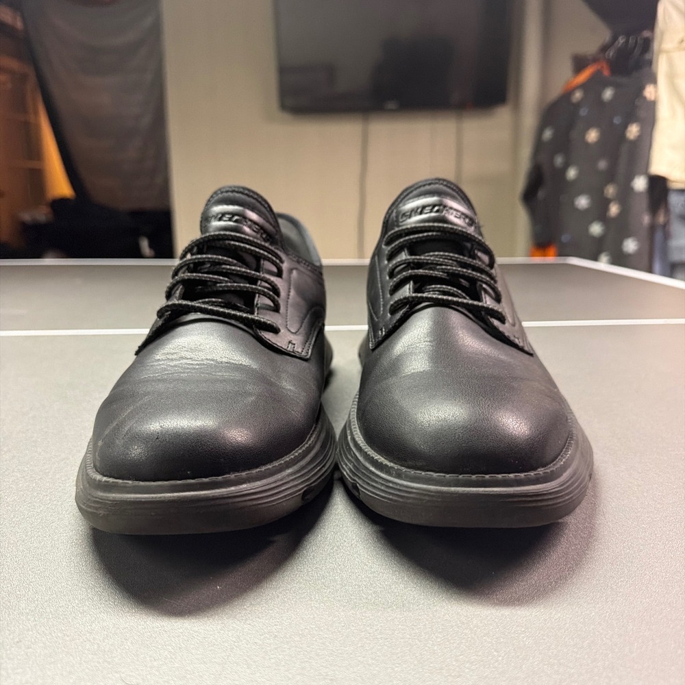 Skechers Slip-ins Arch Fit Black Leather Casual Walking Shoes Men's US 12 EU 46 - Picture 2 of 8